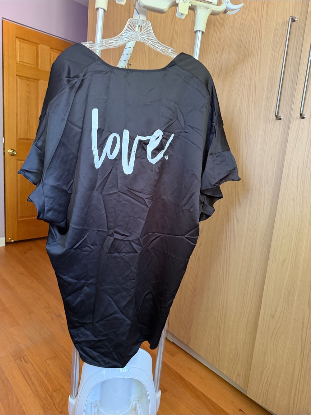 Victoria's Secret Black Satin Tie-Front Cover-Up